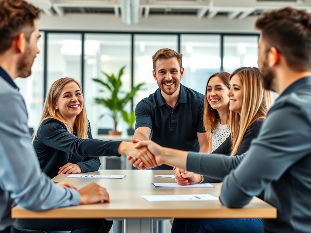 Friendly team building relationships in the workplace