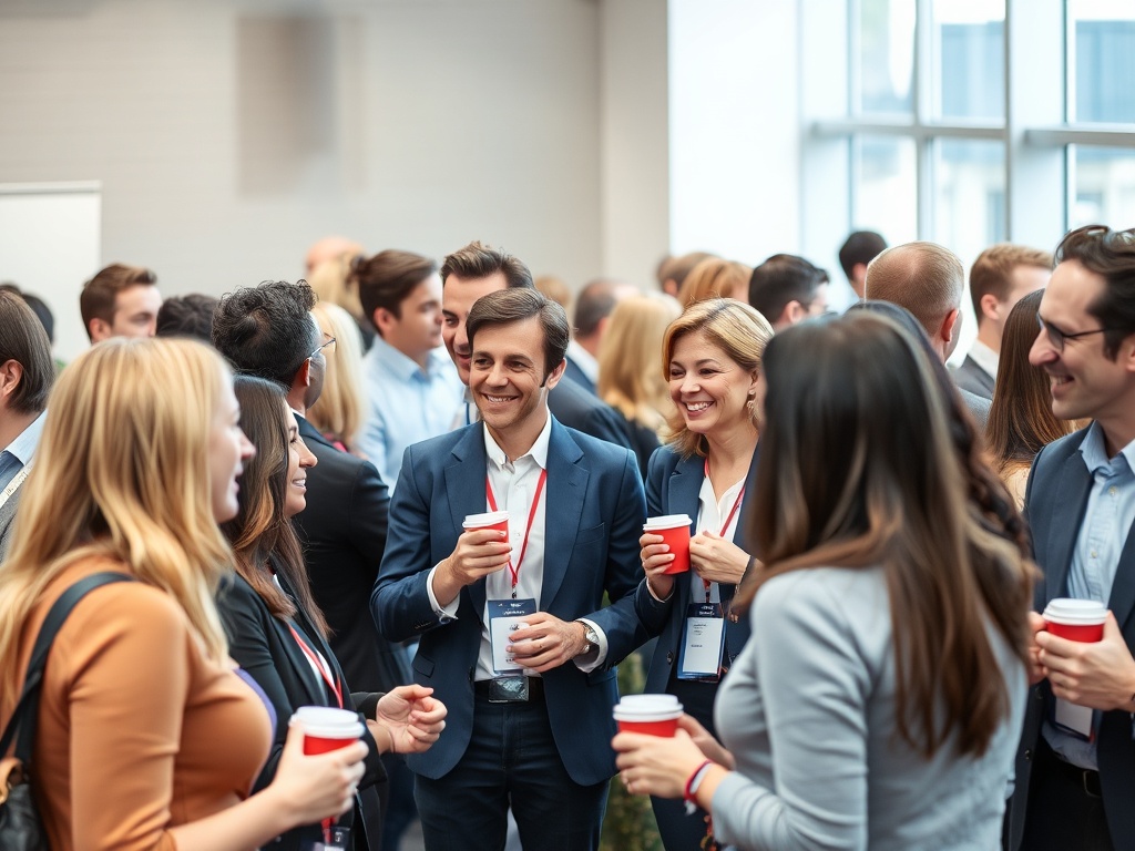 Business professionals networking at an event