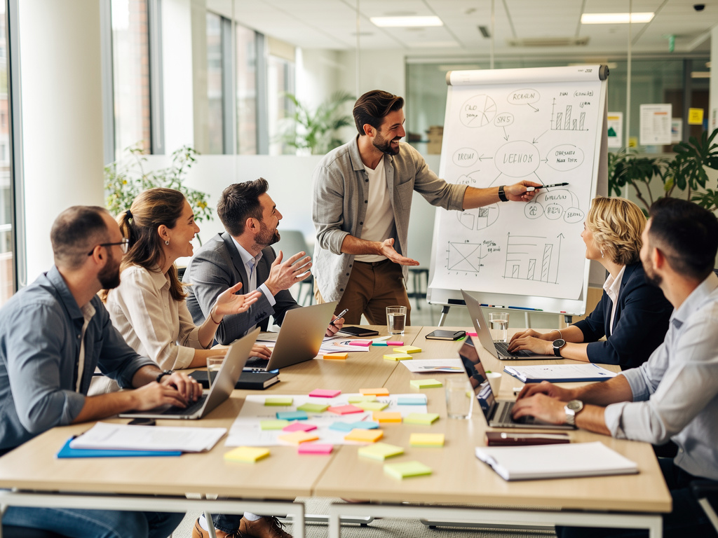 Team collaborating in UK office environment