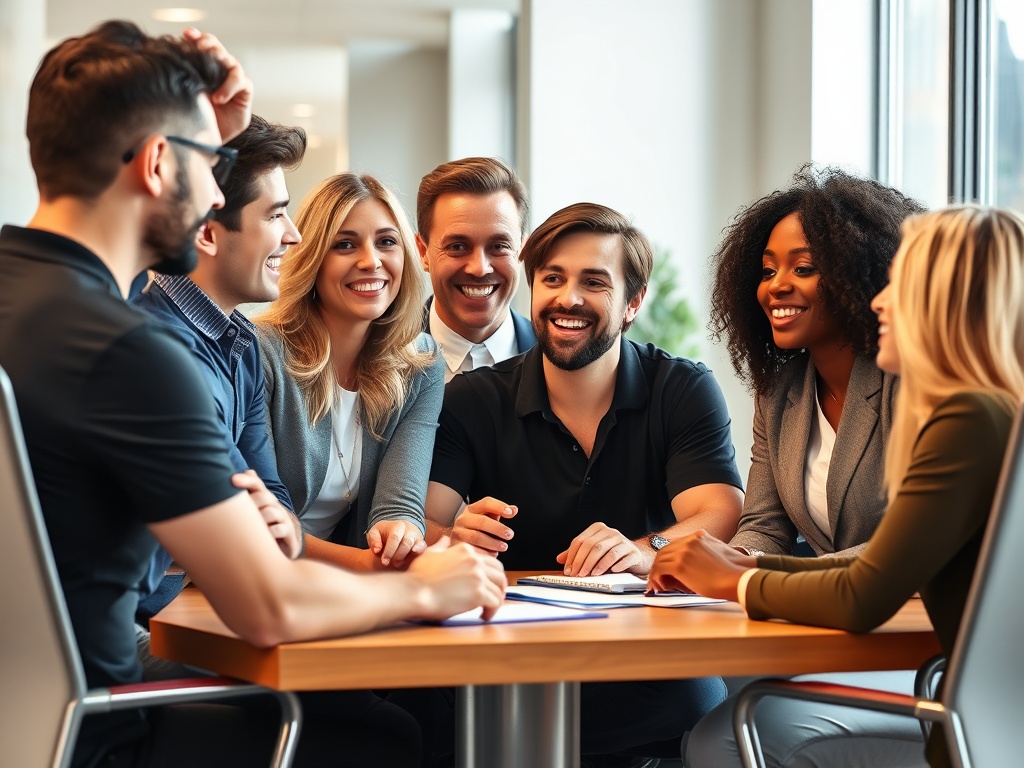 Office team resolving conflict together