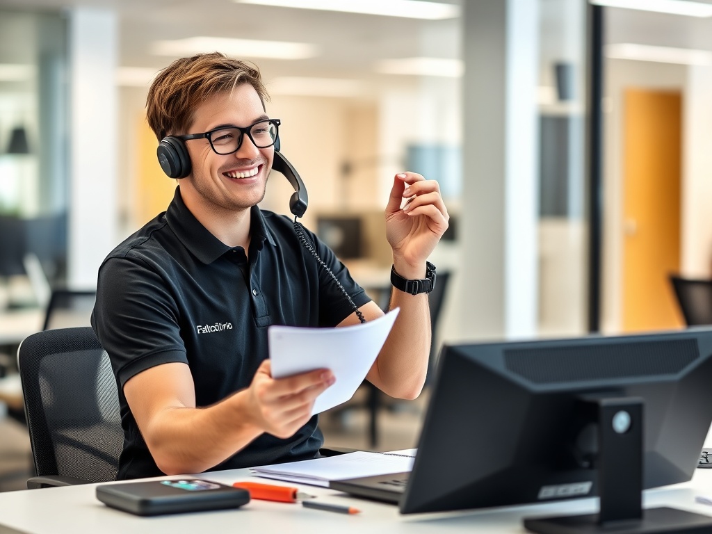 Professional on the phone demonstrating effective telephone skills